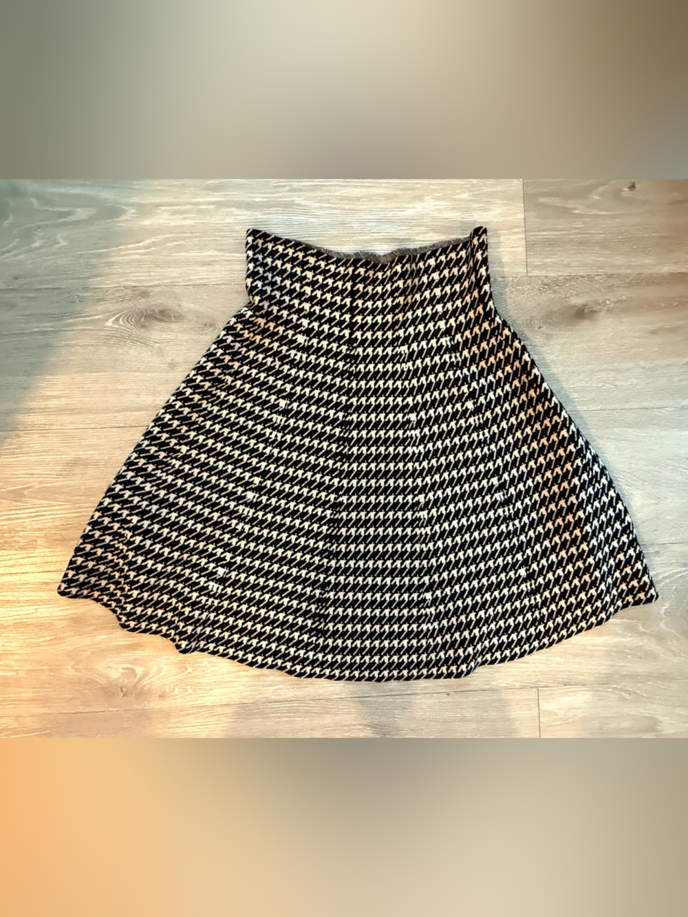 Max Studio Black and White Houndstooth Skater Skirt - Picture 3 of 5
